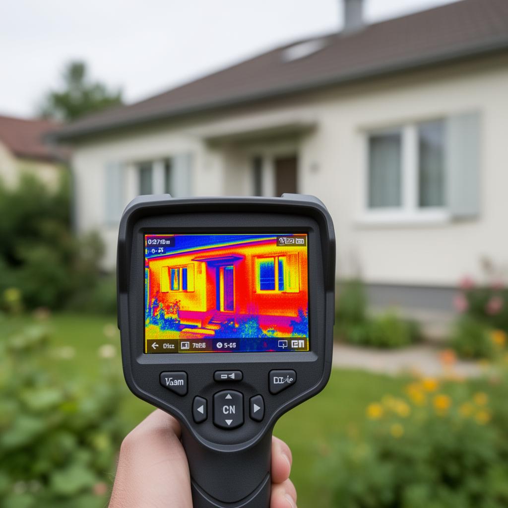 Cámara termográfica analizando una vivienda